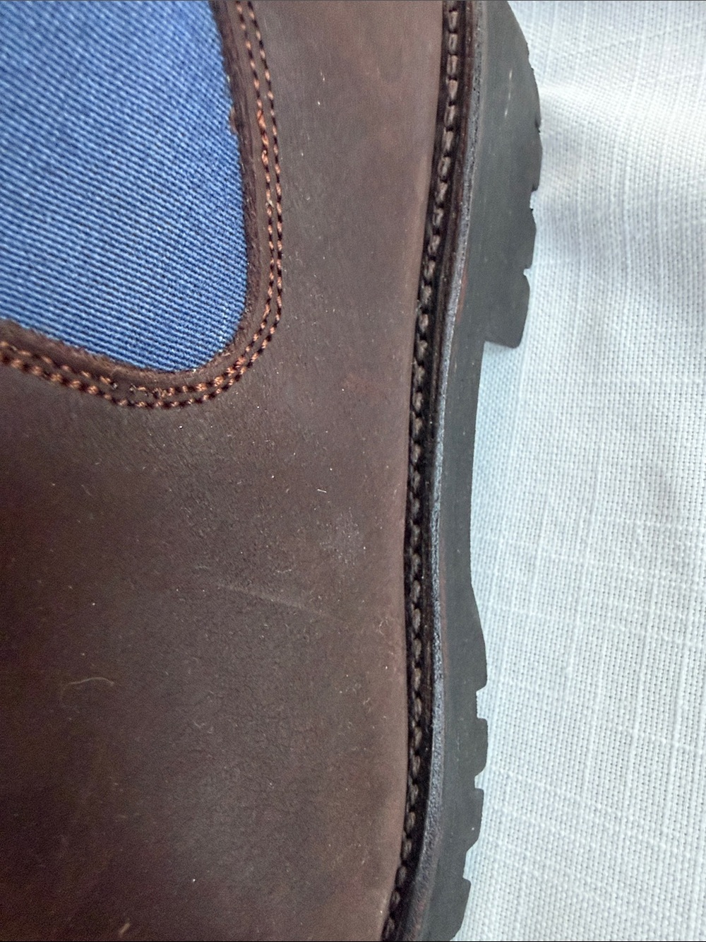 Penelope Chilvers women Brown Leather Chelsea Boot with Navy Elastic - Picture 10 of 10